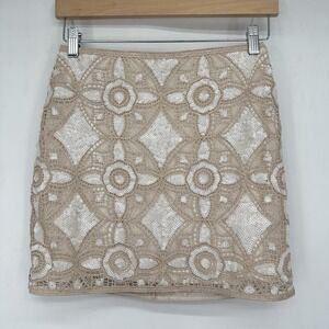 Y2K Express Sequin Lace Mini Skirt Sz 2 Coquette Glam Party Indie Fairy Romantic